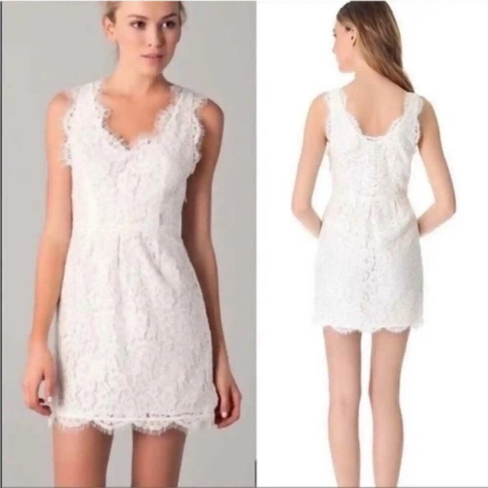Joie Rori Women's Lace Sleeveless Sheath Dress Size xs Porcelain 13343 wedding